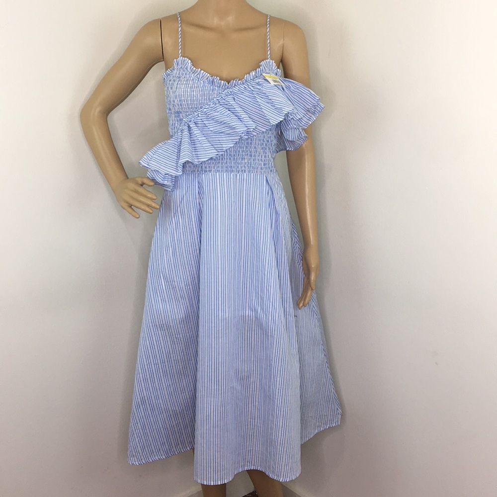 First Monday Blue & White Seersucker Dress